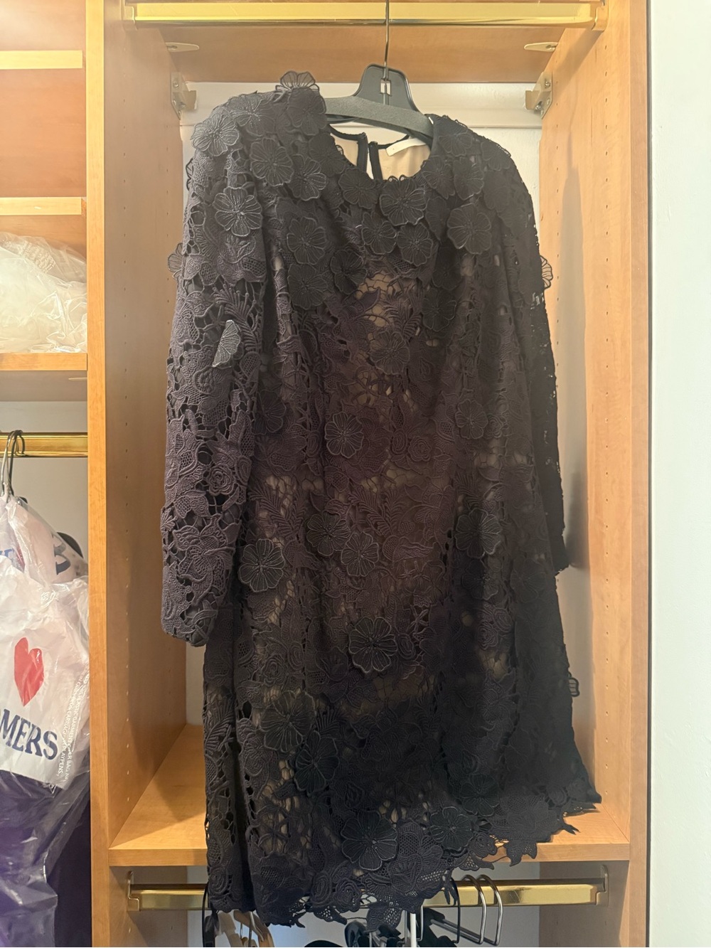 Jason Wu Black Floral Lace Long Sleeve Mini Dress